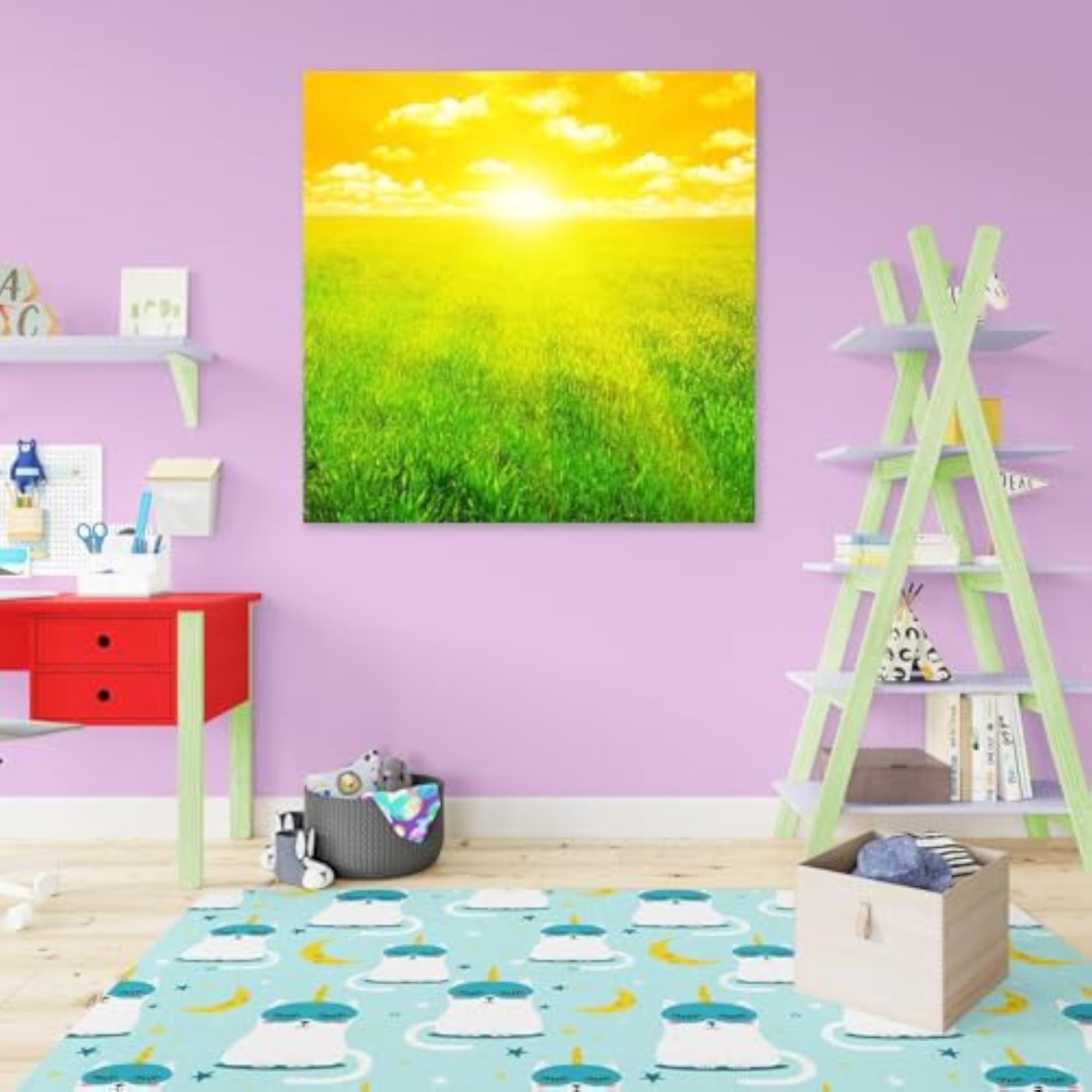 Sunset On A Spring Field Peel & Stick Vinyl Wall Sticker